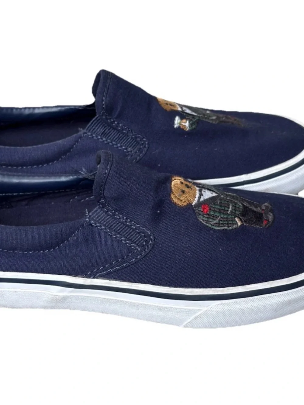 Polo Ralph Lauren Thompson III Polo Bear Slip-On Sneakers Navy Canvas Men's 8.5